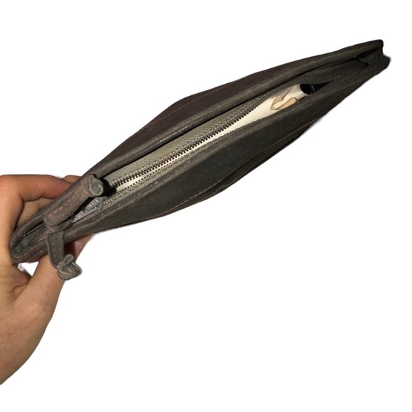 vasilis for trotting gray suede leather vintage fabulous on trend clutch… - Picture 7 of 8